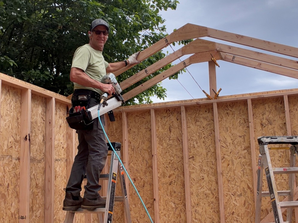 garden shed under construction