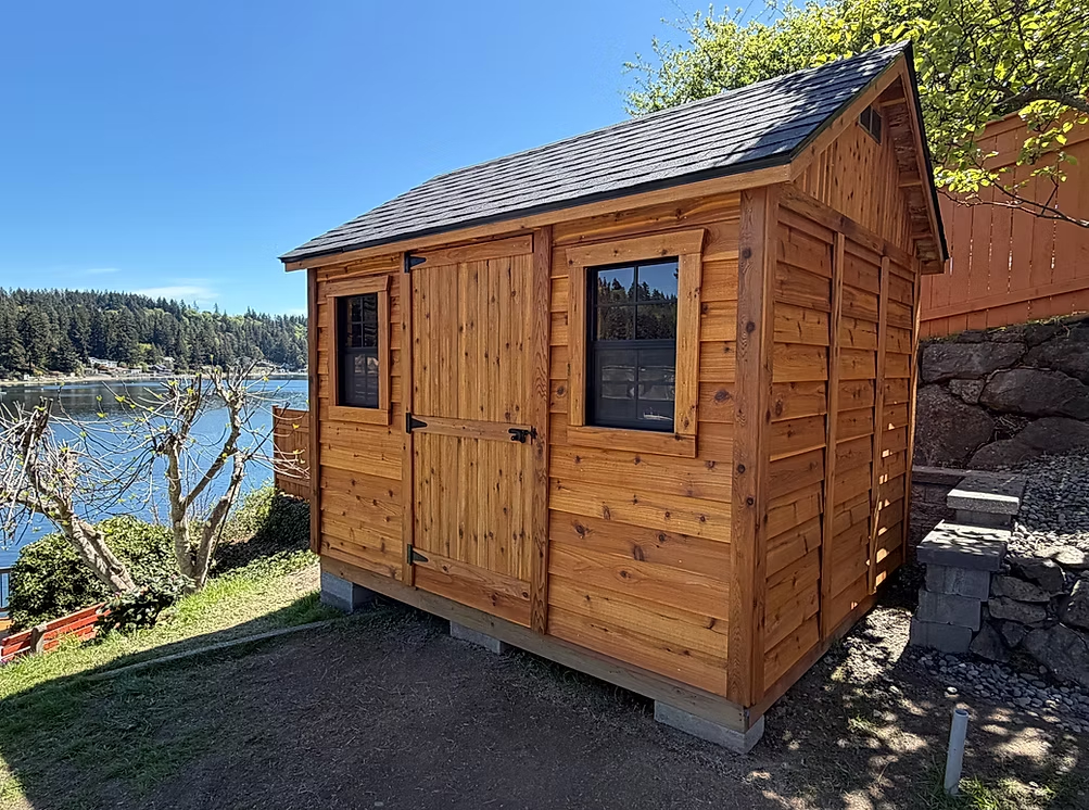10x12 shed with natural stained lap siding